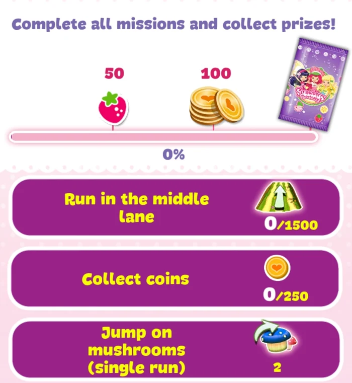 Daily missions to run in the middle lane, collect coins and jump on mushrooms